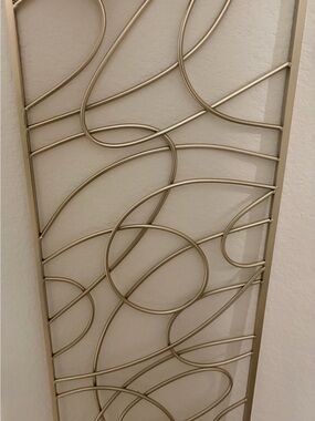 Metal Wall Decor Panel in Champagne Gold - Elegant Swirl Design